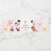 Boerderijdieren Barnyard Balloon Verjaardagsfeest Waterfles Etiket (Enkel label)