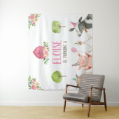 Boerderijdieren Barnyard Banner Roze Meisje Verjaa Wandkleed (In situ)