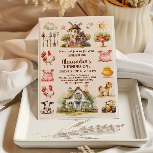 Boerderijdieren Barnyard Bash Ranch Verjaardagsfee Kaart