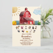 Boerderijdieren Barnyard Bash Ranch Verjaardagsfee Kaart (Staand voorkant)