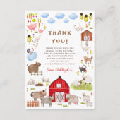 Boerderijdieren Barnyard Bash Verjaardagsfeestje Bedankkaart (Voorkant)