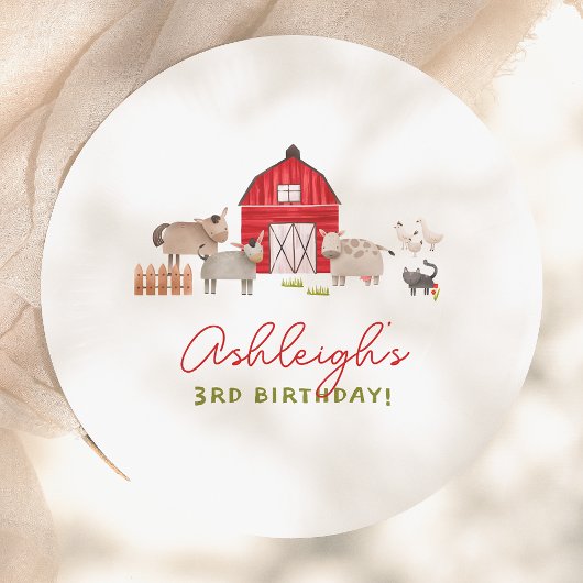 Boerderijdieren Barnyard Bash Verjaardagsfeestje Papieren Bordje