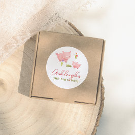 Boerderijdieren Barnyard Bash Verjaardagsfeestje Ronde Sticker