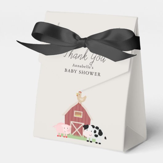 Boerderijdieren Barnyard Beige Baby shower Favor B Bedankdoosjes (Voorkant Zijde)