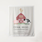 Boerderijdieren Barnyard Beige Baby Shower Welkom Wandkleed (Voorkant)