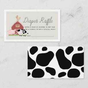Boerderijdieren Barnyard Beige Luier Raffle Ticket Informatiekaartje