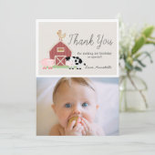 Boerderijdieren Barnyard Beige Verjaardag Dank u Kaart (Staand voorkant)