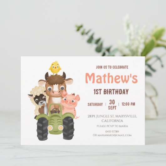 Boerderijdieren Barnyard Birthday Kaart (Staand voorkant)