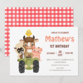 Boerderijdieren Barnyard Birthday Kaart (Voorkant / Achterkant)