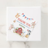 Boerderijdieren Barnyard Birthday Party Square Bedankjes Labels (In situ)