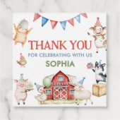 Boerderijdieren Barnyard Birthday Party Square Bedankjes Labels (Voorkant)