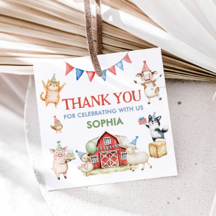 Boerderijdieren Barnyard Birthday Party Square Bedankjes Labels