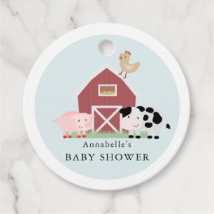 Boerderijdieren Barnyard Blue Baby shower Dank u Bedankjes Labels