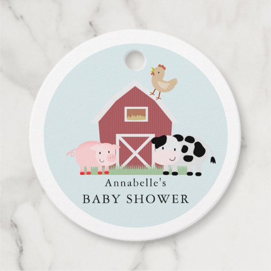 Boerderijdieren Barnyard Blue Baby shower Dank u Bedankjes Labels (Voorkant)