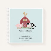 Boerderijdieren Barnyard Blue Baby shower Gastenbo Notitieboek (Voorkant)