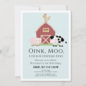 Boerderijdieren Barnyard Blue Boy 1st Birthday Kaart (Voorkant)