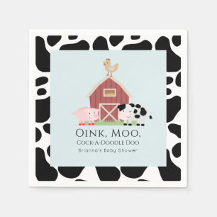 Boerderijdieren Barnyard Blue Boy Baby shower papi Servet