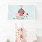Boerderijdieren Barnyard Blue Boy Verjaardag Welko Spandoek (Insitu)