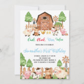 Boerderijdieren Barnyard Blue Boy Verjaardagsfeest Kaart (Voorkant)