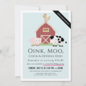 Boerderijdieren Barnyard Blue Boy Virtual Birthday Kaart (Voorkant)