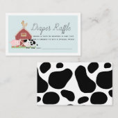 Boerderijdieren Barnyard Blue Diaper Raffle Ticket Informatiekaartje (Voorkant / Achterkant)