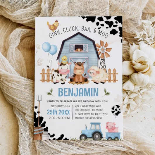 Boerderijdieren Barnyard BOERDERIJ VERJAARDAG Uitn Kaart