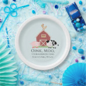 Boerderijdieren Barnyard Boy Blue Baby shower Papieren Bordje (Feest)
