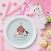 Boerderijdieren Barnyard Boy Blue Baby shower Papieren Bordje (Feest)