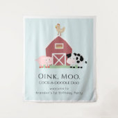 Boerderijdieren Barnyard Boy Blue Verjaardag Welko Wandkleed (Voorkant)