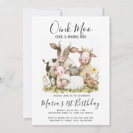 Boerderijdieren Barnyard Country Birthday Kaart (Voorkant)