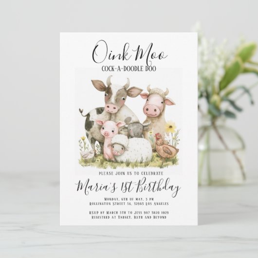 Boerderijdieren Barnyard Country Birthday Kaart (Staand voorkant)