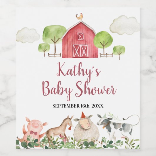 Boerderijdieren Barnyard Groen Wijn Wijn Etiket (Enkel label)