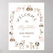 Boerderijdieren Barnyard Neutral Baby shower Welko Poster (Voorkant)