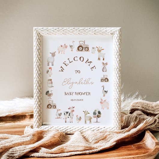 Boerderijdieren Barnyard Neutral Baby shower Welko Poster