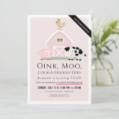 Boerderijdieren Barnyard Pink Girl Virtuele verjaa Kaart (Staand voorkant)