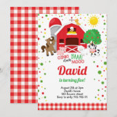 Boerderijdieren Barnyard Plaid Boy Verjaardag Kaart (Voorkant / Achterkant)