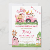 Boerderijdieren, Barnyard, Ranchmeisjes 1e verjaar Kaart (Voorkant)