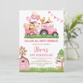 Boerderijdieren, Barnyard, Ranchmeisjes 1e verjaar Kaart (Staand voorkant)