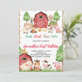 Boerderijdieren Barnyard Red Boy Verjaardagsfeestj Kaart (Staand voorkant)