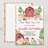 Boerderijdieren Barnyard Red Boy Verjaardagsfeestj Kaart (Voorkant / Achterkant)