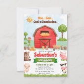 Boerderijdieren Barnyard Red Tractor Verjaardag Kaart (Voorkant)