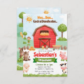 Boerderijdieren Barnyard Red Tractor Verjaardag Kaart (Voorkant / Achterkant)