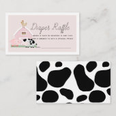 Boerderijdieren Barnyard Roze Luier Raffle Ticket Informatiekaartje (Voorkant / Achterkant)