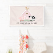 Boerderijdieren Barnyard Roze Meisje Verjaardag We Spandoek (Insitu)