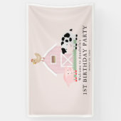 Boerderijdieren Barnyard Roze Meisje Verjaardag We Spandoek (Verticaal)