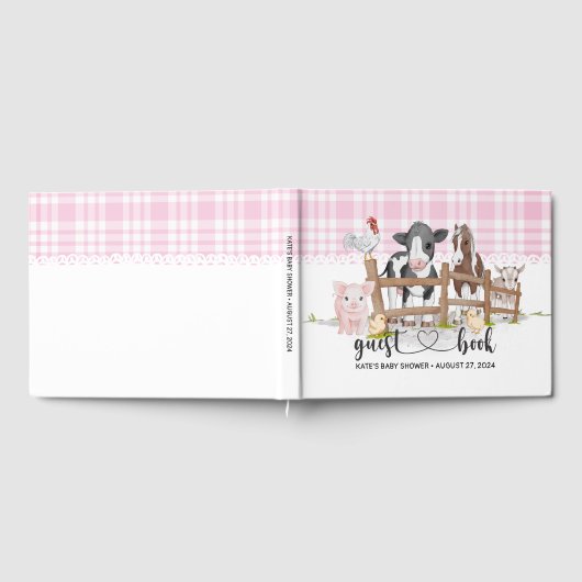 Boerderijdieren Barnyard Roze Verjaardag Gastenboe Gastenboek (Volledig)
