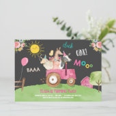Boerderijdieren Barnyard Tractor Roze Boerderij Pa Kaart (Staand voorkant)