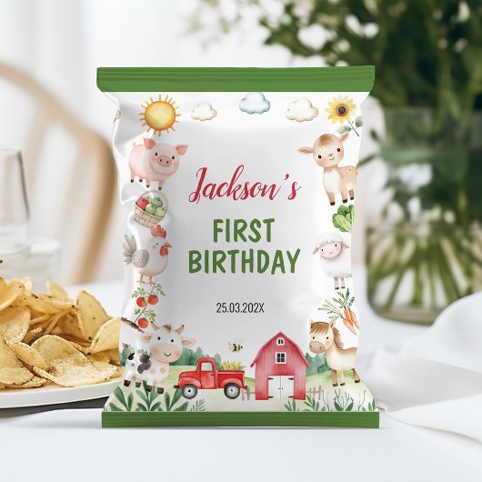 Boerderijdieren Barnyard Verjaardag Chip Bag Wrapp Flyer