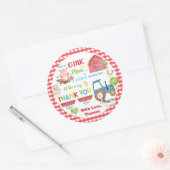 Boerderijdieren Barnyard Verjaardag Dank u Favor Ronde Sticker (Envelop)