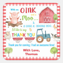 Boerderijdieren Barnyard Verjaardag Dank u Favor